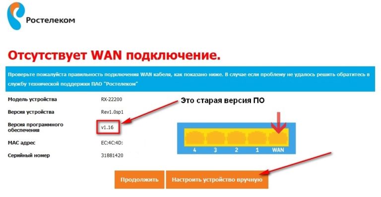 Настройка роутера rx 22200 ростелеком